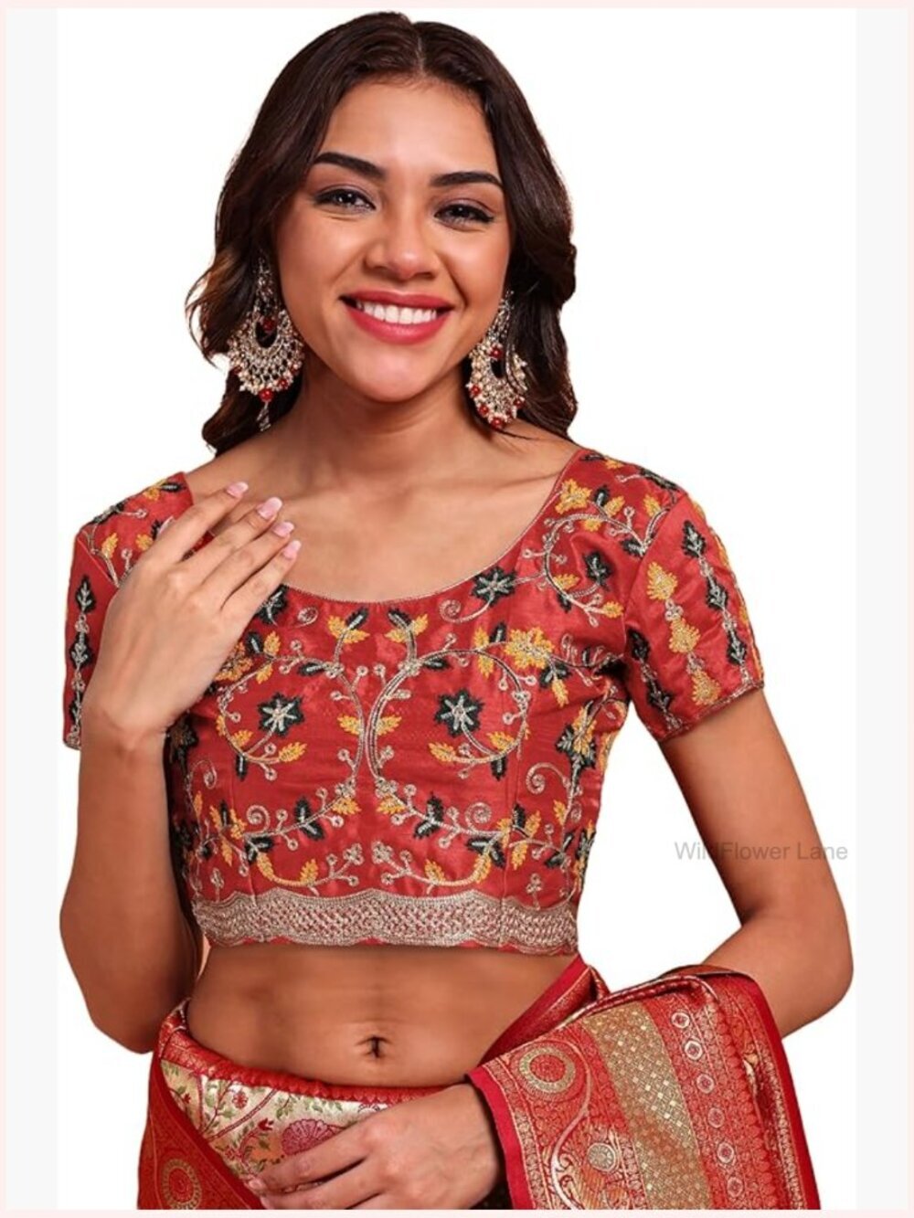Embroidered Saree Blouse Party Wear Ready Made Stitched Choli Top